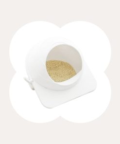 Space Capsule Semi-Enclosed Cat Litter Box with Scoop